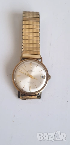 Позлатен мъжки механичен часовник Merit, снимка 7 - Антикварни и старинни предмети - 54126607
