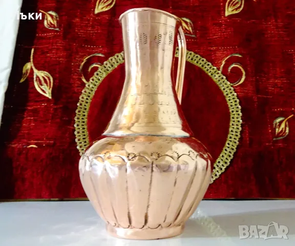 Арабска медна кана 3 л.,чиста червена мед. , снимка 3 - Антикварни и старинни предмети - 55630766