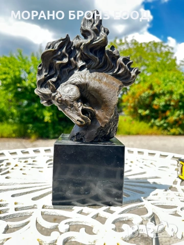 Колекционерска бронзова пластика – Конска глава – „JB Bronze Garanti Paris