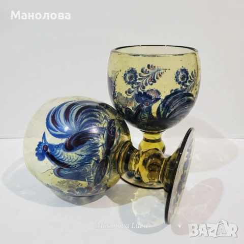 Великолепен винтидж комплект от шест тежки, ръчно духани чаши Alfred Taube Kristall Glasfabrik, снимка 4 - Други ценни предмети - 54011907