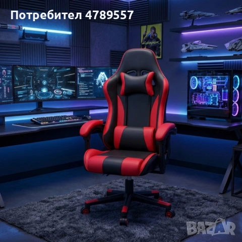 Ергономичен офис и геймърски син, бял, червен, сив, черен и син стол – Максимален комфорт за гърба и, снимка 4 - Столове - 54207378