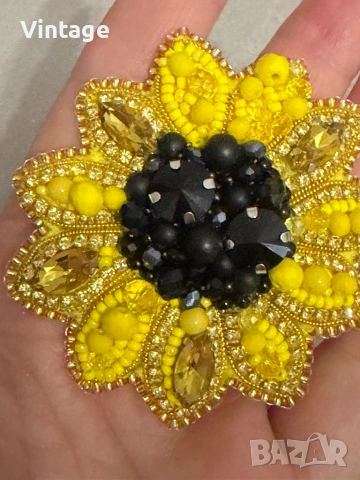 Handmade Много красива брошка - Слънчоглед , снимка 5 - Други - 54278865