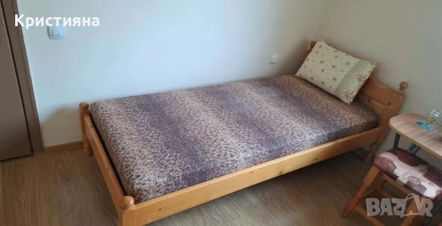 Дървено единично легло + матрак, снимка 2 - Спални и легла - 55672959