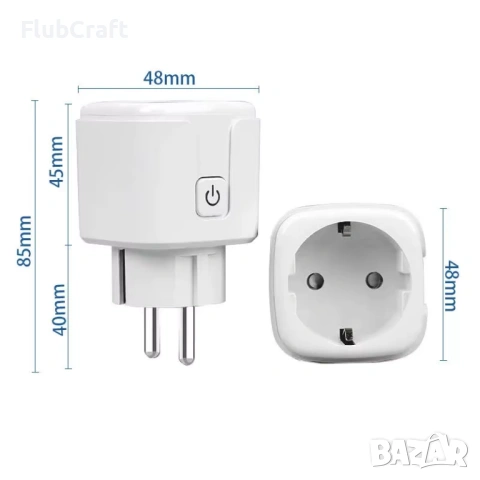 WiFi умен smart контакт 230VAC, 3680W Tuya, снимка 2 - Друга електроника - 54902541