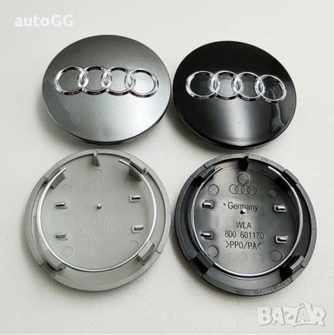Капачки за джанти Ауди/Audi 68мм Черни/Сиви, снимка 5 - Аксесоари и консумативи - 54395025