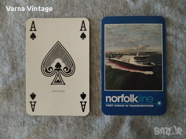 Винтидж колекционерски карти NORFOLK LINE. CARTA MUNDI Белгия., снимка 2 - Карти за игра - 55234823