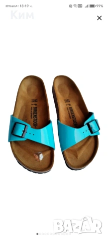 Birkenstock чехли в син лак н. 42