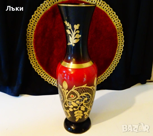 Бронзова ваза,Риба,цветя,позлата. , снимка 12 - Вази - 55104481