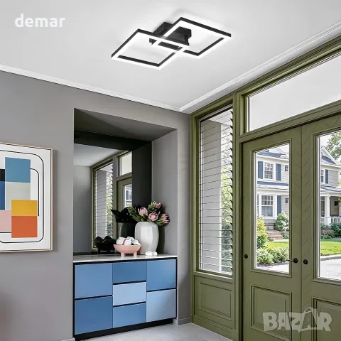 LED лампа за таван 22 W 47 см 6500 K, черна геометрична визия, висок CRI (90+), снимка 6 - Лампи за таван - 55516326