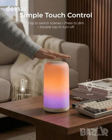 Aetheo Aura Смарт LED нощна лампа с RGB, Wi-Fi, Alexa и Google Home, снимка 5 - Настолни лампи - 55509745