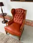 Винтидж кожен wingback фотьойл , снимка 3