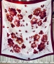     Копринен шал Silk Mark Japan – винени рози на бял фон, снимка 4