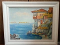 Стара автентична картина 1988 старият Созопол стара картона старинна картина , снимка 1