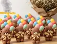 Мече с панделка и връзка балони силиконв молд форма фондан смола шоколад гипс, снимка 4