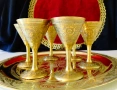 Бронзови чаши за ракия,цветя,орнаменти,позлата. , снимка 7