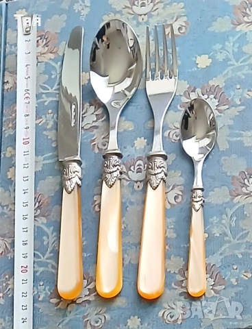 Комплект прибори за хранене с посребрени елементи , снимка 5 - Прибори за хранене, готвене и сервиране - 54322110
