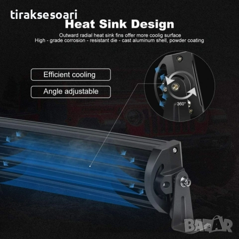 56см 390W 9D LED bar три реда – 36400lm мощен прожектор за джип, камион и техника, снимка 5 - Аксесоари и консумативи - 53990985