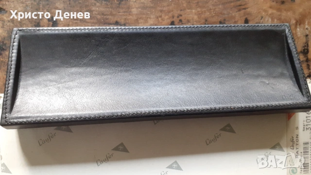 поставка за химикалка за бюро Лауфер Läufer Германия естествена кожа, цвят черен, ръчна изработка, снимка 8 - Други ценни предмети - 54750345