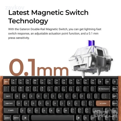 Безжична механична клавиатура Keychron K2 HE, 2.4GHz/Bluetooth, снимка 4 - Клавиатури и мишки - 54402427