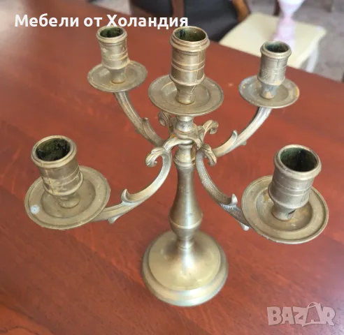 Двойка бронзови свещници, снимка 3 - Други ценни предмети - 55482142