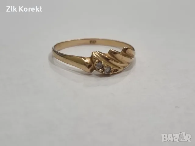 Дамски златен пръстен с ковани камъни, снимка 2 - Пръстени - 55492854