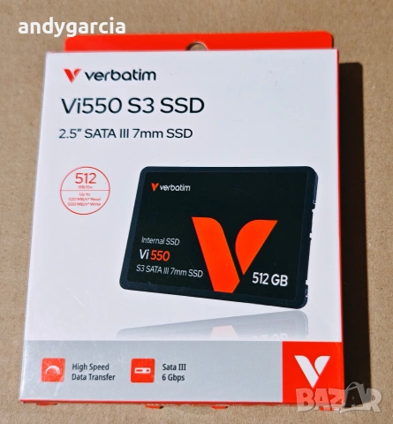 512GB SSD Verbatim Vi550 S3 2.5 инча SATA III черен ЧИСТО НОВ С КУТИЯ диск disk laptop pc, снимка 4 - Твърди дискове - 54981577