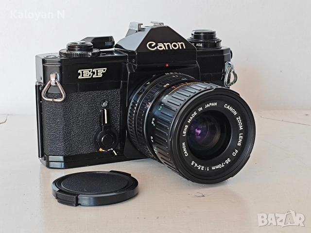 Комплект тяло Canon EF (The Black Beauty) и обектив Canon FD 35-70mm f/3.5-4.5, снимка 13 - Фотоапарати - 54549537