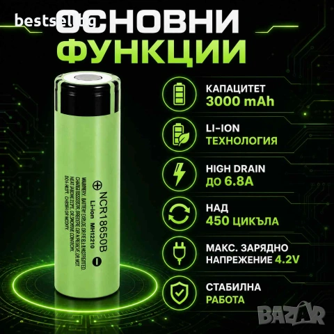 Акумулаторна батерия 18650 Panasonic 3.7V 3000mAh литиево йонна, снимка 2 - Други инструменти - 42794272