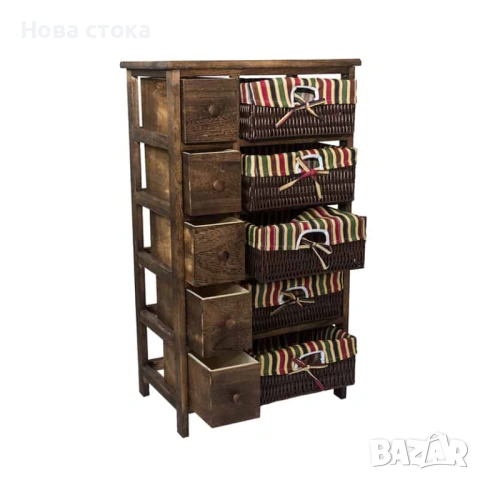 Олекотен кафяв шкаф с 10 чекмеджета, 47*30*83см