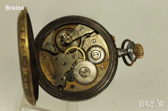 1900's REGULATEUR С Локомотив 68мм Джобен Часовник Син Емайл, снимка 8 - Антикварни и старинни предмети - 54942346