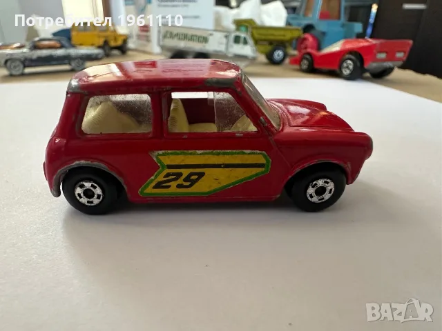 Състезателно мини Mini Cooper от Matchbox Superfast 1970 № 29, червено., снимка 4 - Колекции - 55425032