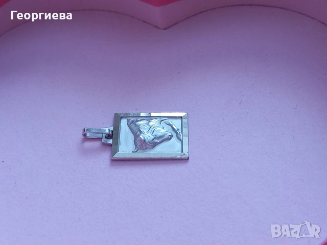 Сребърен кръст с позлата и висулка от стомана с зодия телец , снимка 12 - Колиета, медальони, синджири - 41887022