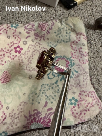 Дамски сребърен пръстен с рубини, снимка 3 - Пръстени - 53952393