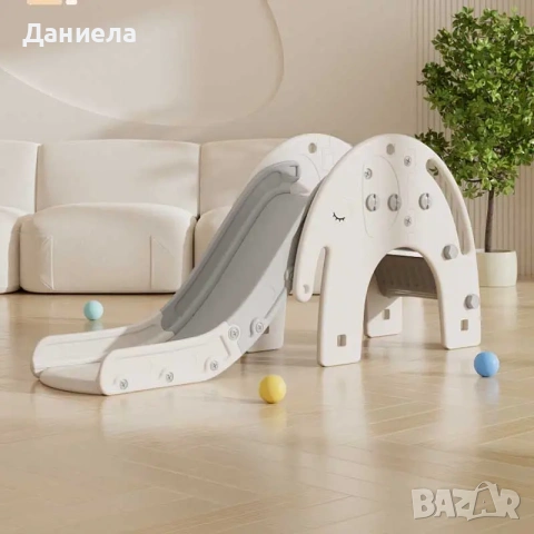 Детска пързалка с баскетболен кош Слонче – сива