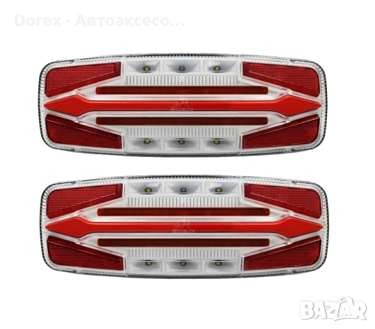Комплект LED неон стопове с динамичен мигач 5 функции 12V-24V за ремарке и камион