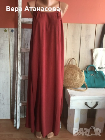 🤎🤎🤎 Дълга памучна рокля Mango🍑 s/m/l размер👜, снимка 3 - Рокли - 55605792
