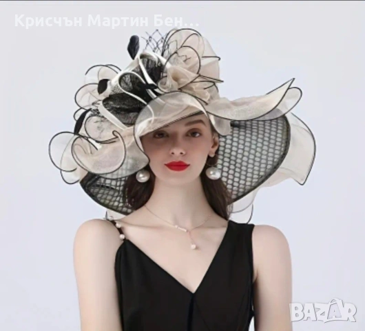 Дамска Шапка ярък дантелен плат Органза , снимка 2 - Други - 54440169