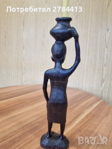 Африканска статуетка / дърворезба 33 см., снимка 3 - Статуетки - 54366596