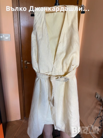 Рокля Mango 100% лен  цвят butter yellow, размер М, снимка 8 - Рокли - 54937147