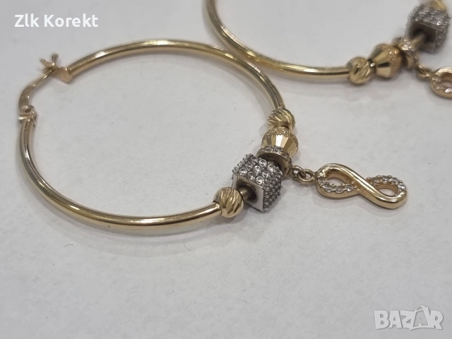 Дамски златни обеци тип хълки , снимка 4 - Обеци - 55035946