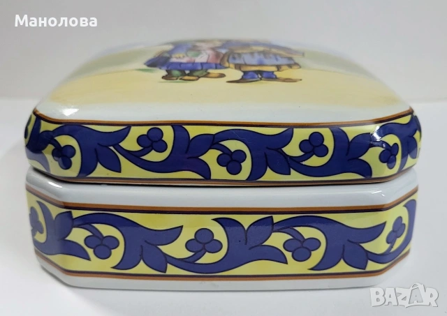 Кутия от керамика, репродукция на Френско народно изкуство, Fa ïence de Quimper., снимка 3 - Други ценни предмети - 55255816