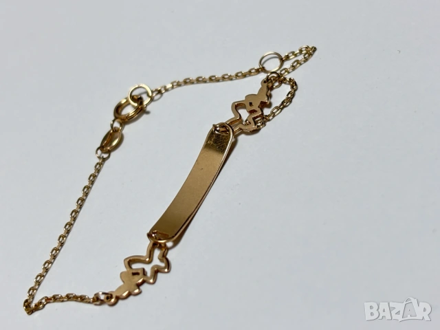 Златна Детска Гривна с плочка 1,266 грама 14K(проба 585) , снимка 11 - Гривни - 54945485