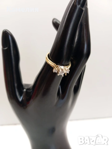 Златен пръстен с брилианти , снимка 6 - Пръстени - 54204934