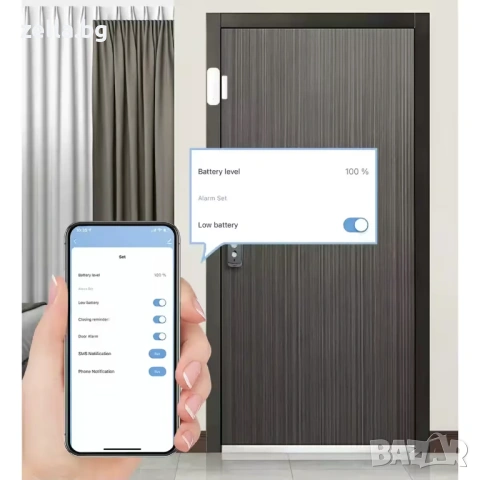 WiFi сензор за врата/прозорец Tuya 2.4GHz – Smart Home аларма, Alexa, Google Home 10315, снимка 5 - Друга електроника - 54663452