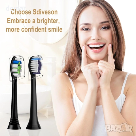 Резервни глави за четка Philips Sonicare, 8 избелващи + 8 прецизно почистващи, черни, снимка 7 - Други - 54399353