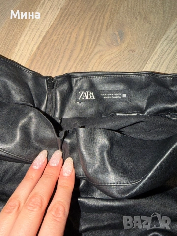 Черна кожена пола Zara, снимка 3 - Поли - 54391714