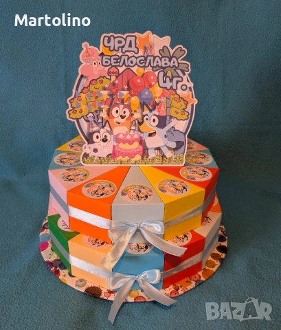 Картонена торта Блуи и Бинго