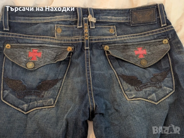 $229 Мъжки дънки Robin's Jean Mens Blue Denim Sz 38 W L 34 Red Cross Croco Made In USA street wear, снимка 2 - Дънки - 50871422