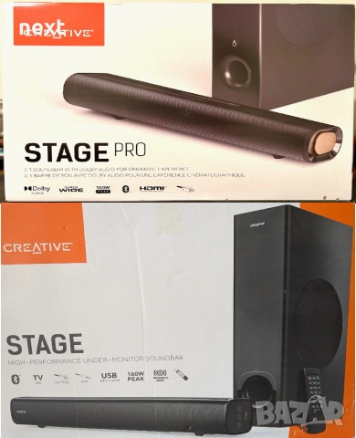 Саундбари Creative Stage Pro SE Sound Blaster GS3 GS3 Bluetooth Разопаковани Продукти с Гаранция, снимка 2 - Аудиосистеми - 54987645