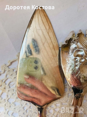 Красиви посребрени прибори за сервиране, 3 бр с маркировки, снимка 10 - Антикварни и старинни предмети - 54373851